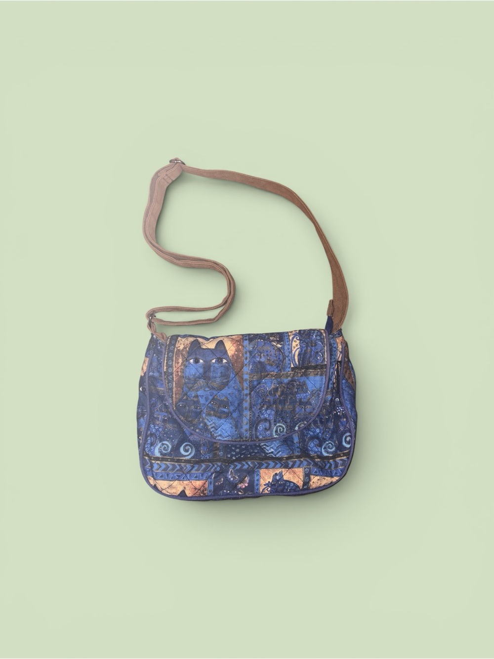 Boho Blue Patchwork Crossbody Bag